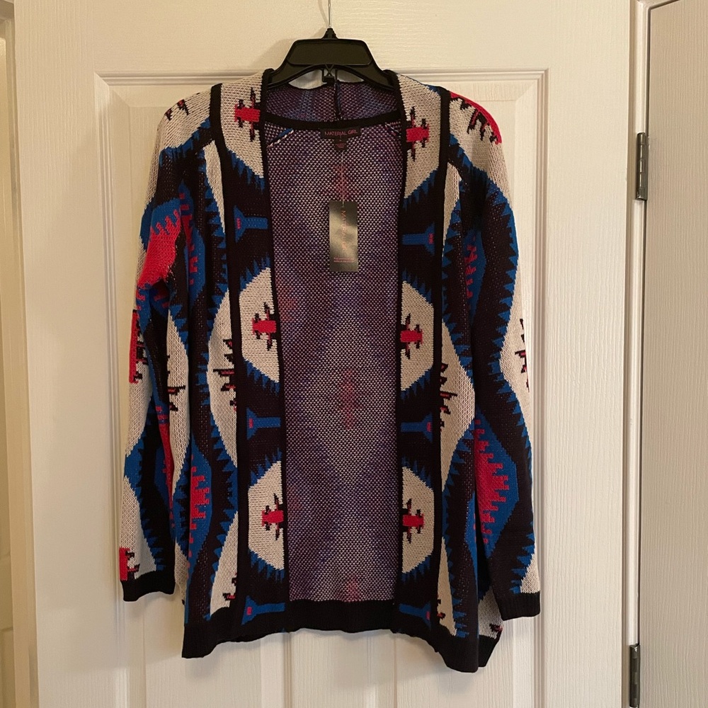 NWT Material Girl Open Knit Aztec Printed Sweater - Picture 3 of 13